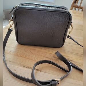 Quince Taupe Leather Crossbody Bag
